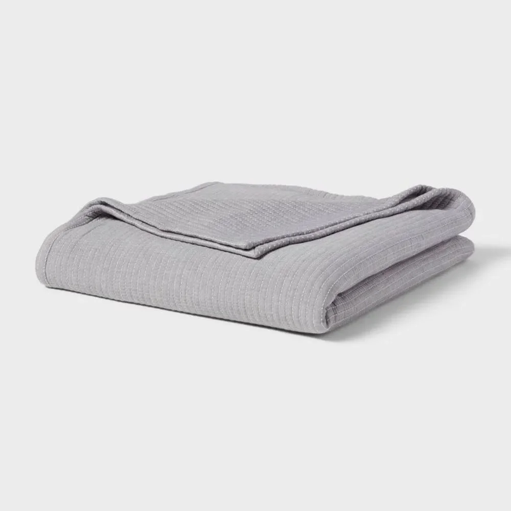Full/Queen Matelasse Bed Blanket Light Gray - Threshold